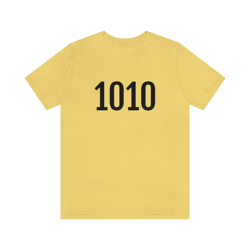 T-Shirt with Number 1010 On | Numbered Tee Yellow T-Shirt Petrova Designs