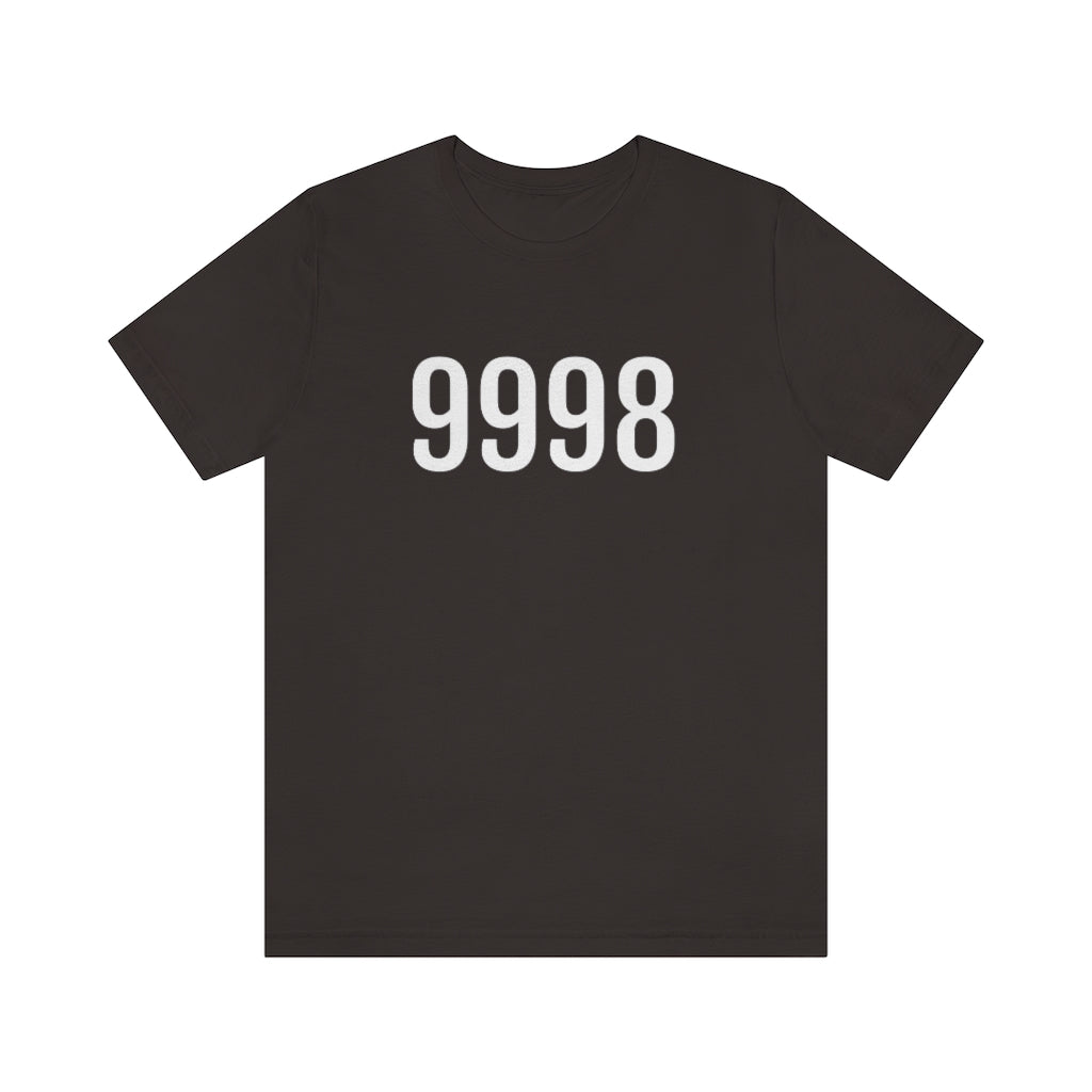 T-Shirt with Number 9998 On | Numbered Tee Brown T-Shirt Petrova Designs