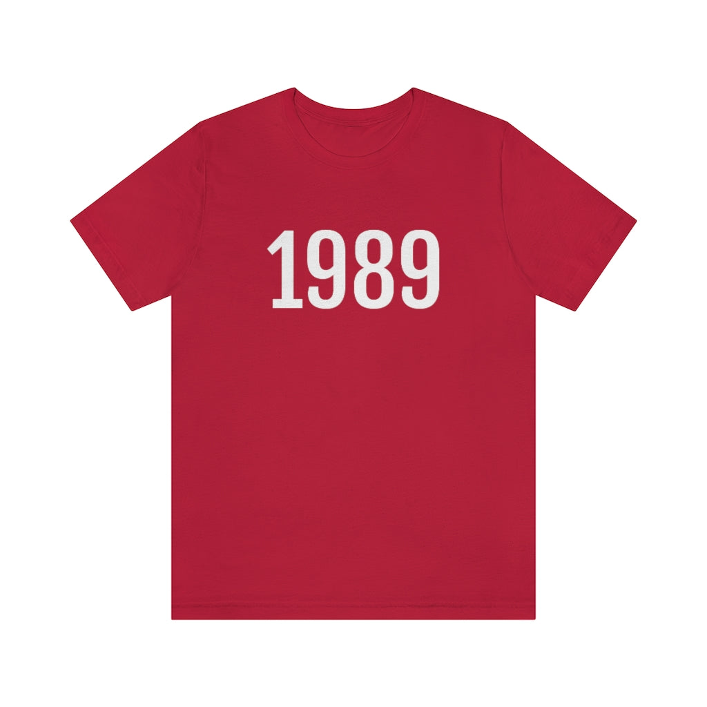T-Shirt with Number 1989 On | Numbered Tee Red T-Shirt Petrova Designs