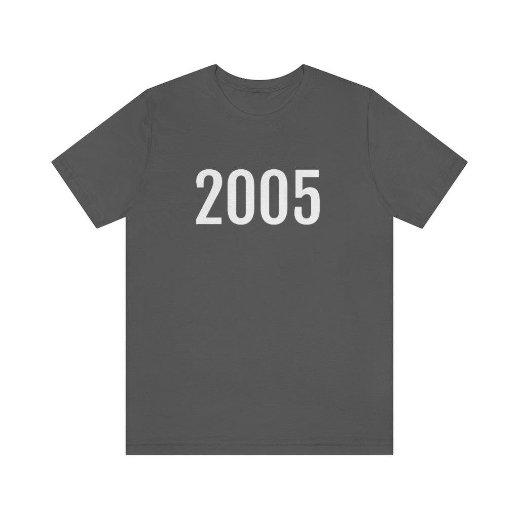 T-Shirt with Number 2005 On | Numbered Tee Asphalt T-Shirt Petrova Designs