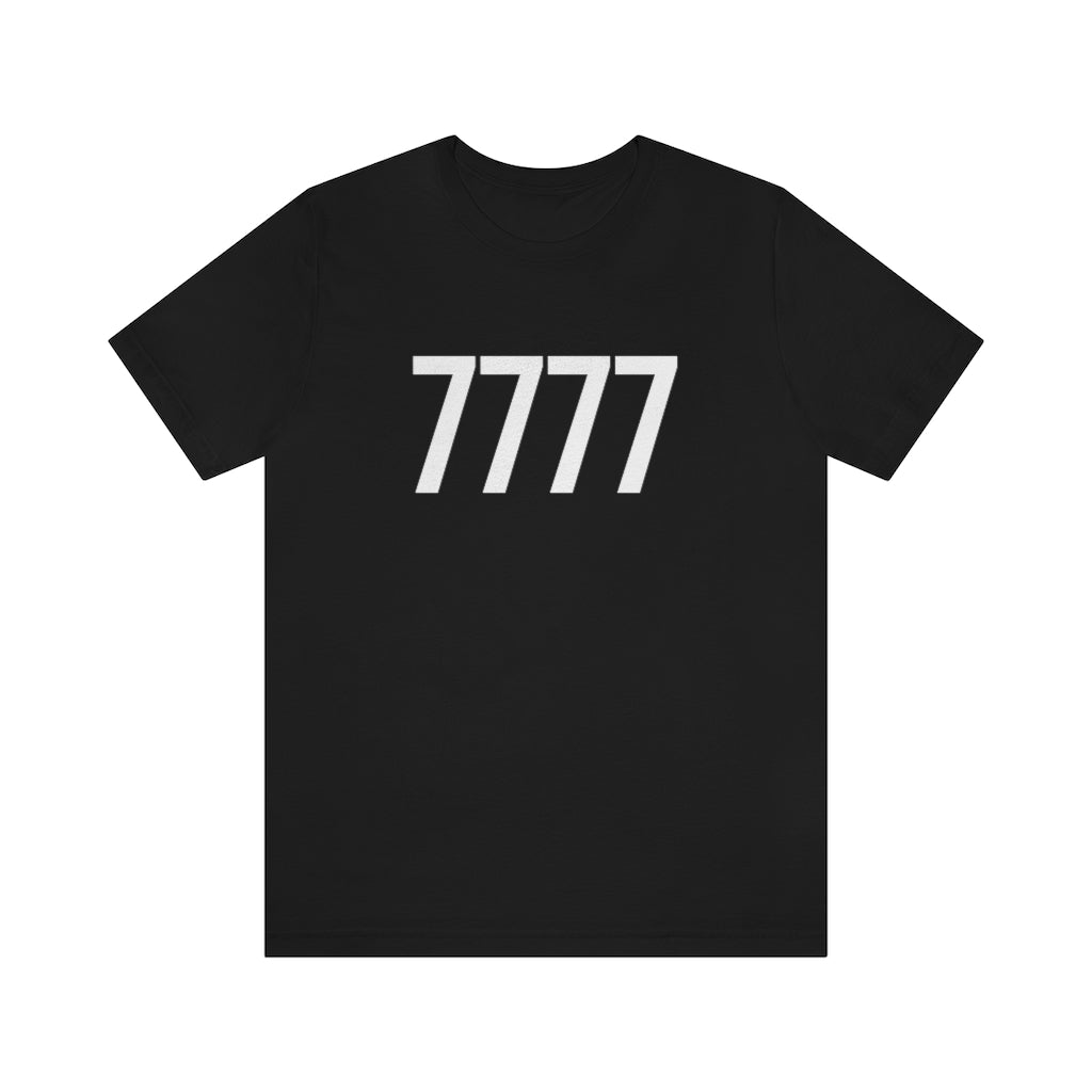 T-Shirt with Number 7777 On | Numbered Tee Black T-Shirt Petrova Designs