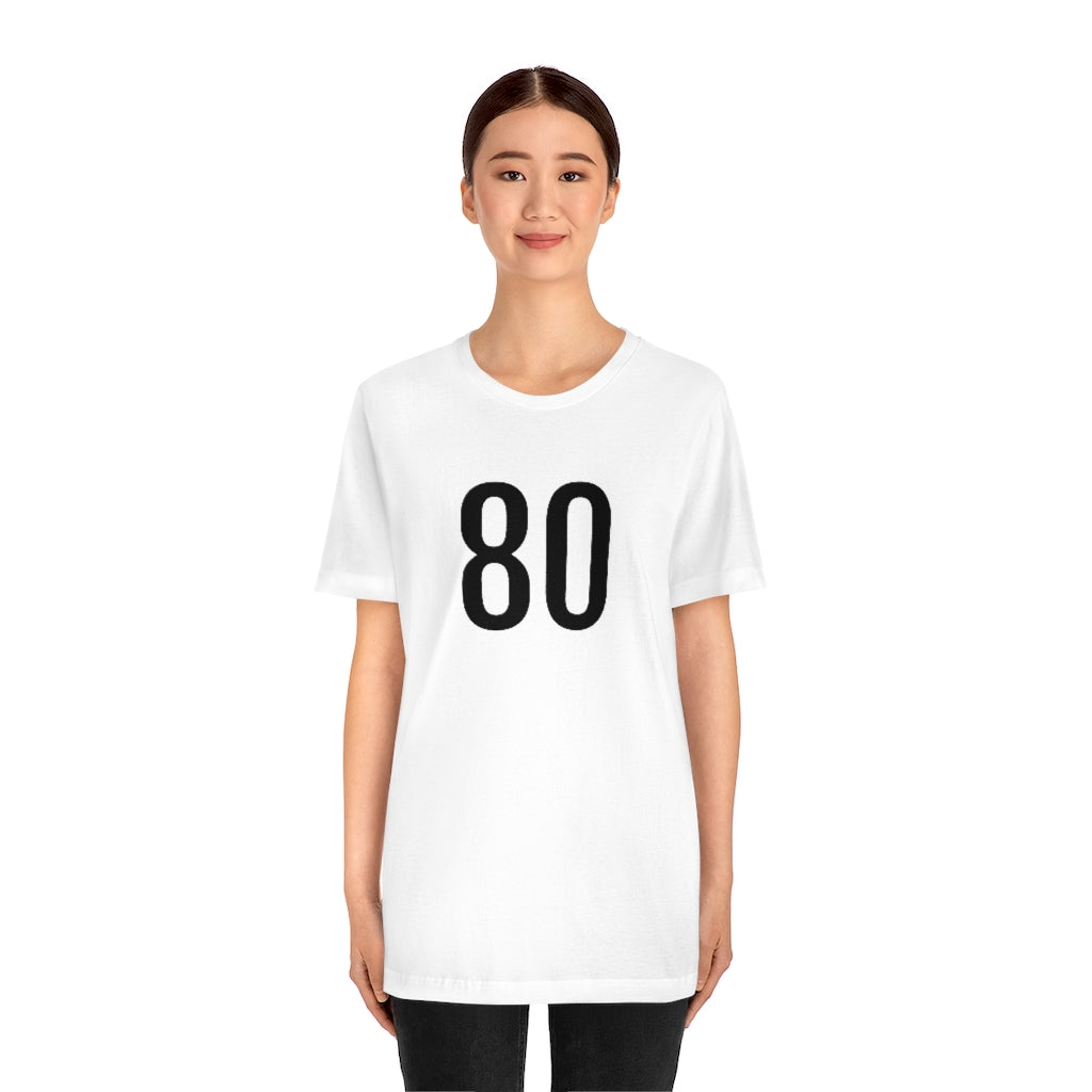 T-Shirt with Number 80 On | Numbered Tee T-Shirt Petrova Designs