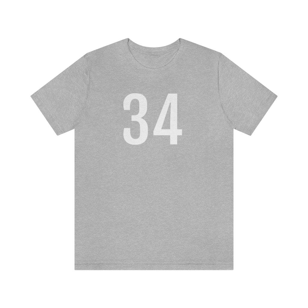 T-Shirt with Number 34 On | Numbered Tee Athletic Heather T-Shirt Petrova Designs
