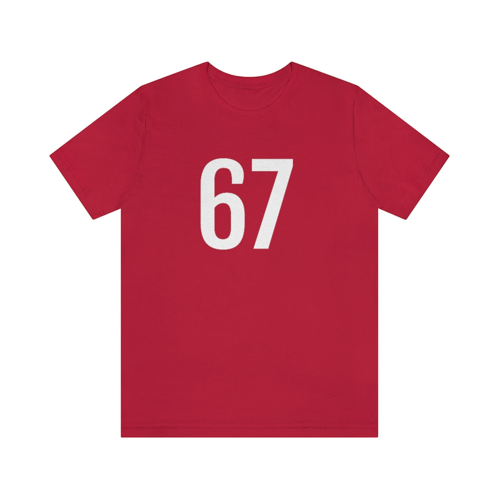 T-Shirt with Number 67 On | Numbered Tee Red T-Shirt Petrova Designs