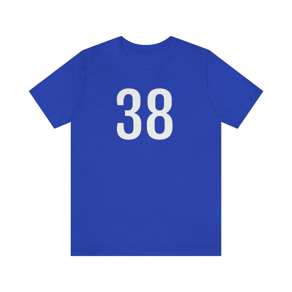 T-Shirt with Number 38 On | Numbered Tee True Royal T-Shirt Petrova Designs