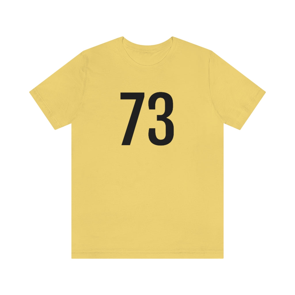 T-Shirt with Number 73 On | Numbered Tee Yellow T-Shirt Petrova Designs
