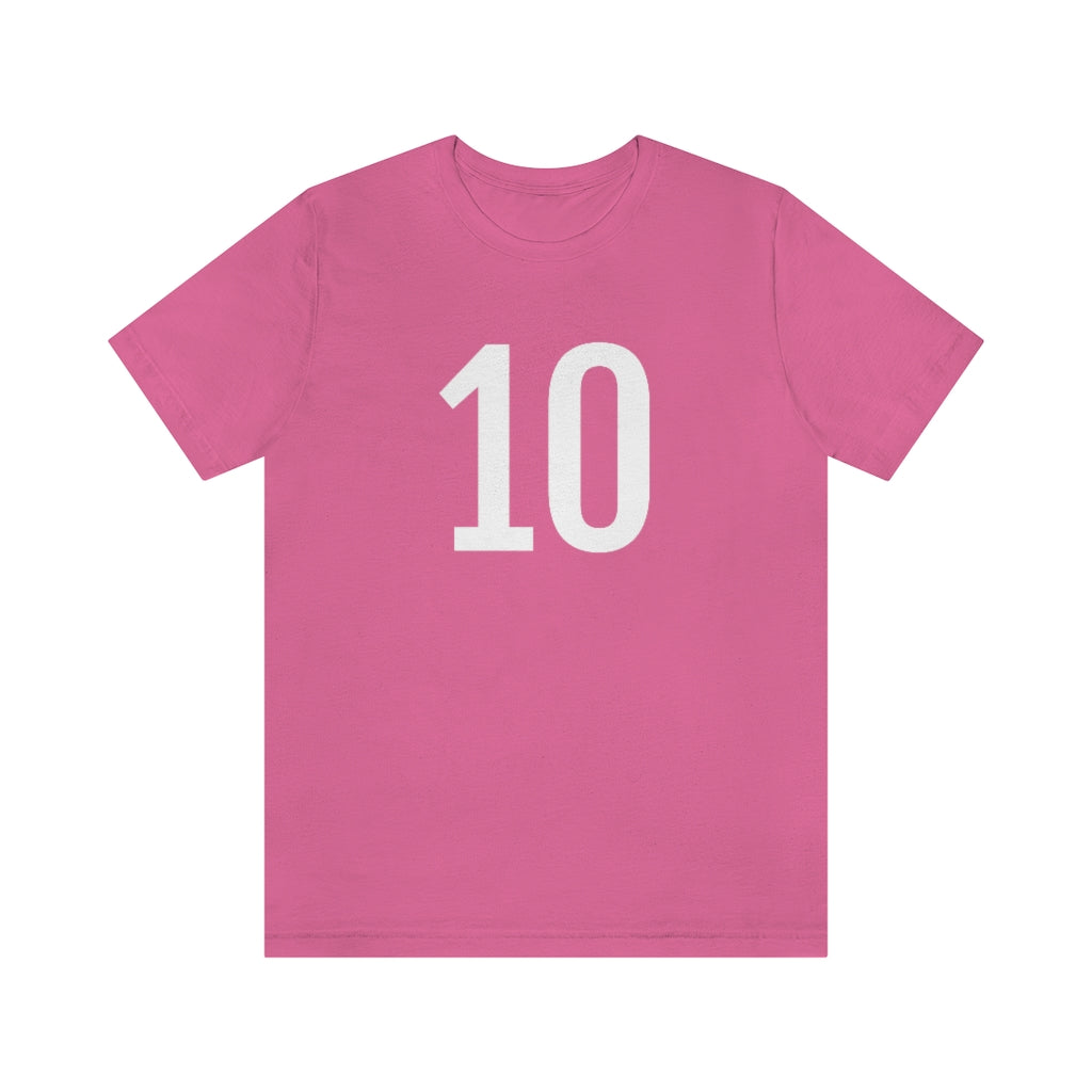 T-Shirt with Number 10 On | Numbered Tee Charity Pink T-Shirt Petrova Designs