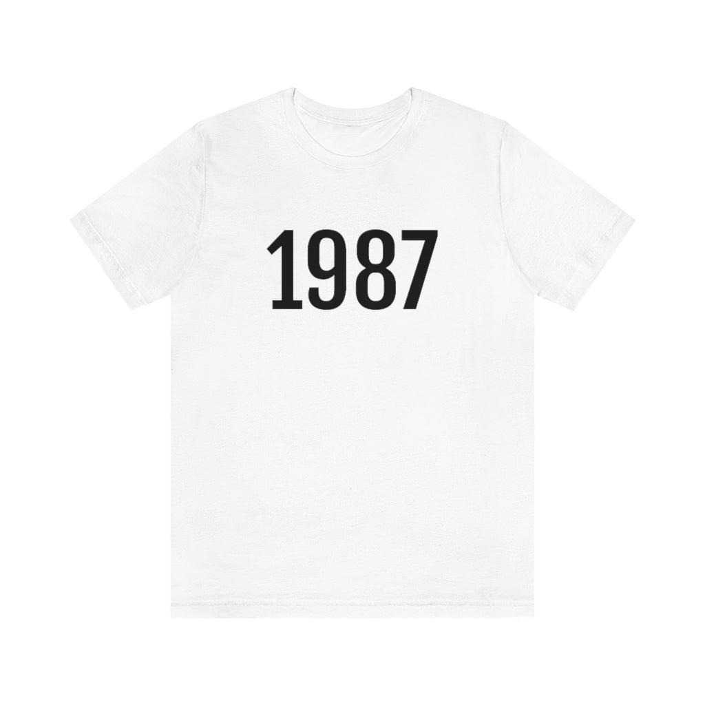 T-Shirt with Number 1987 On | Numbered Tee White T-Shirt Petrova Designs
