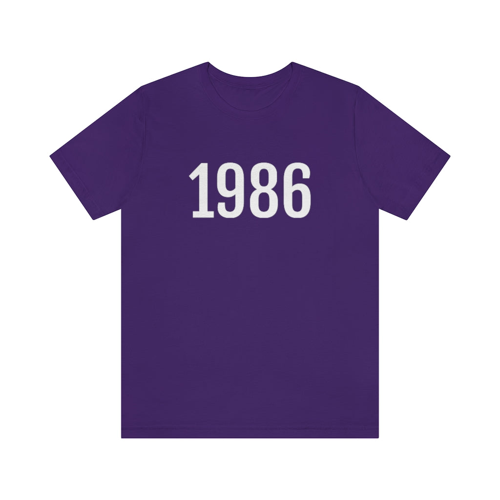 T-Shirt with Number 1986 On | Numbered Tee Team Purple T-Shirt Petrova Designs