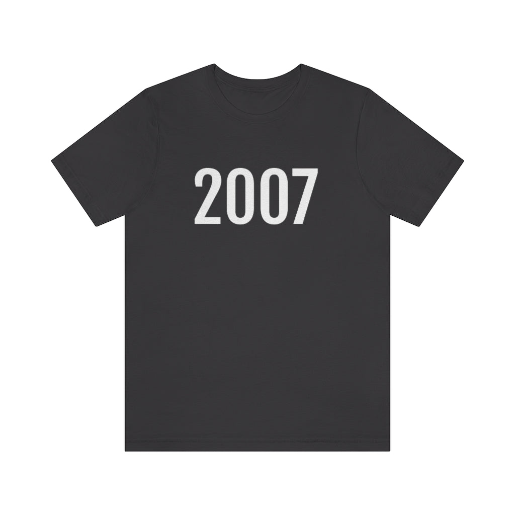 T-Shirt with Number 2007 On | Numbered Tee Dark Grey T-Shirt Petrova Designs