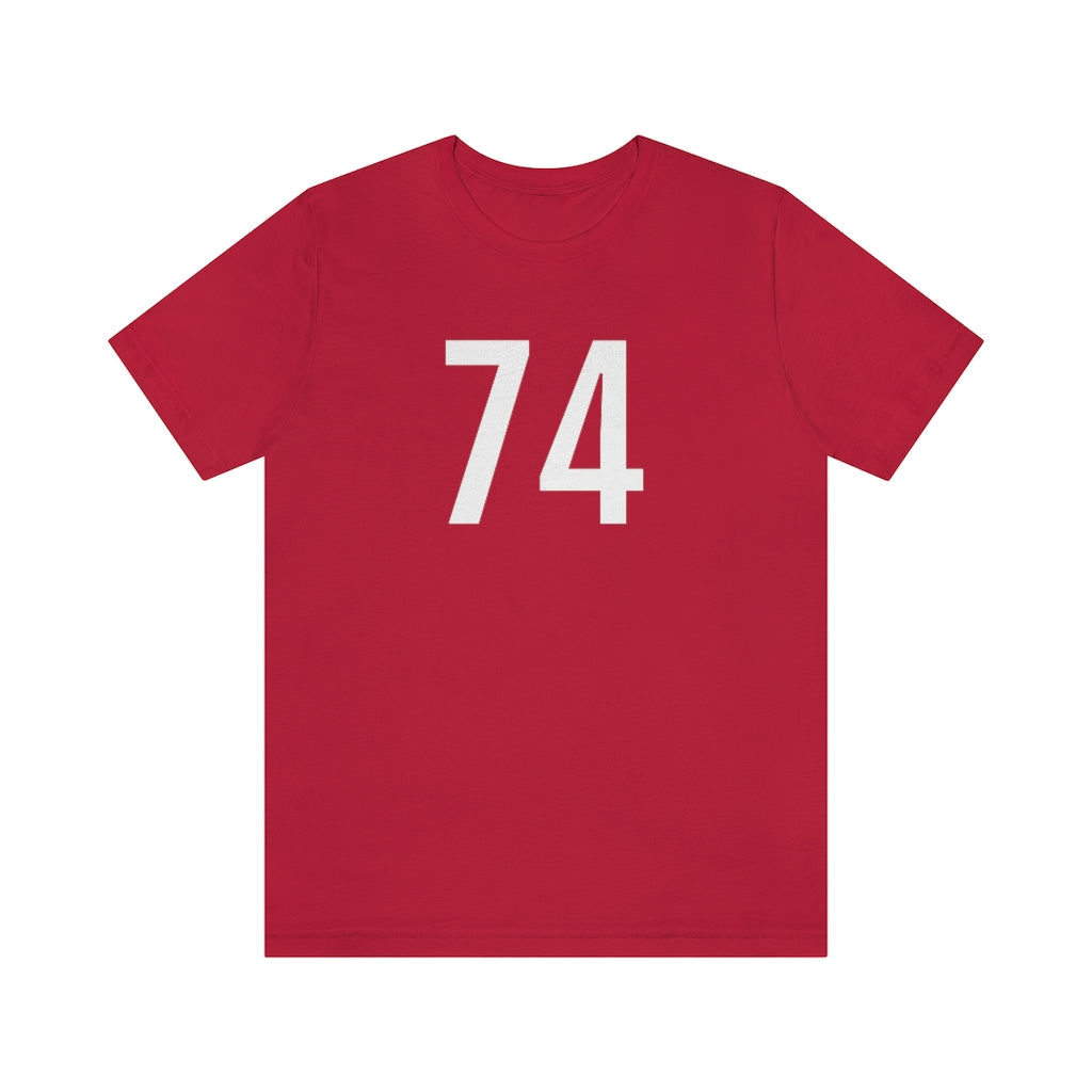 T-Shirt with Number 74 On | Numbered Tee Red T-Shirt Petrova Designs