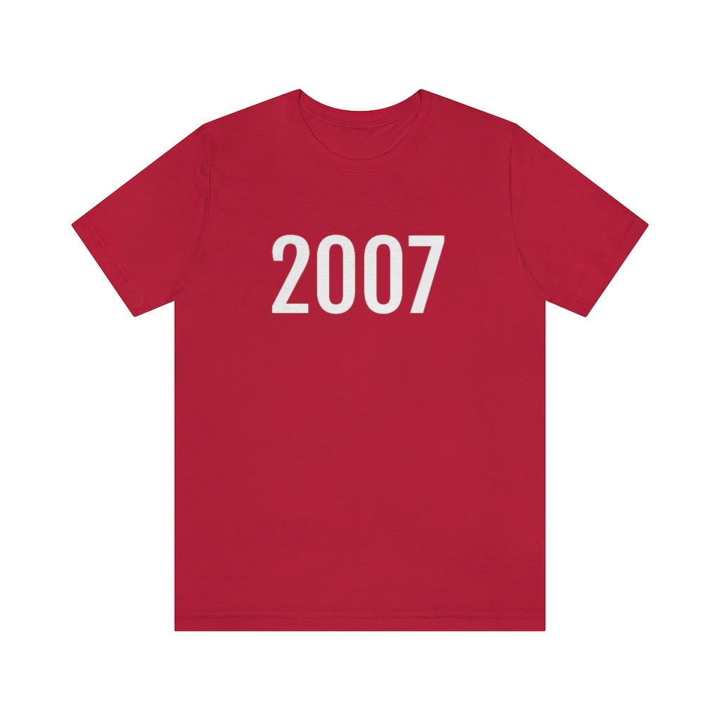 T-Shirt with Number 2007 On | Numbered Tee Red T-Shirt Petrova Designs