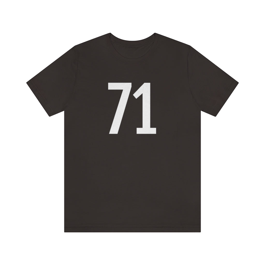 T-Shirt with Number 71 On | Numbered Tee Brown T-Shirt Petrova Designs