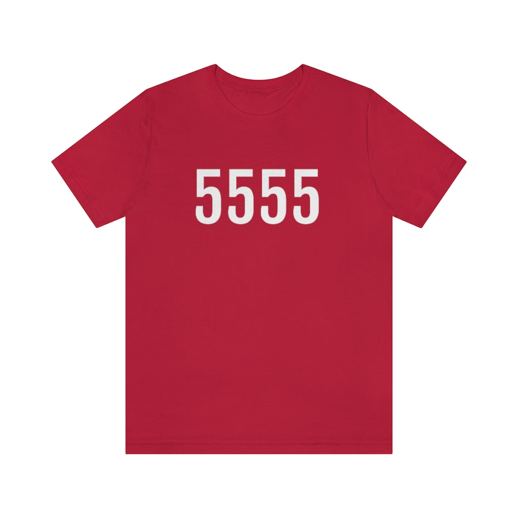 T-Shirt with Number 5555 On | Numbered Tee Red T-Shirt Petrova Designs