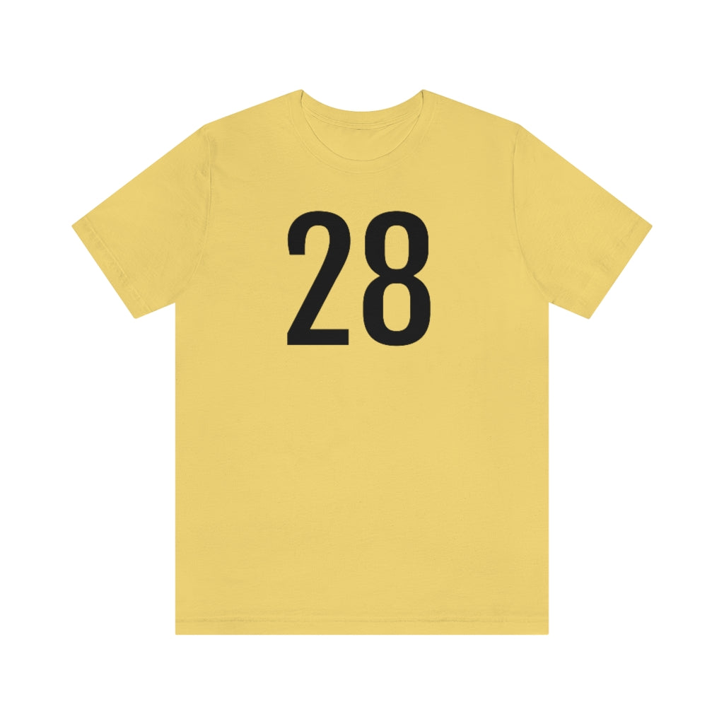 T-Shirt with Number 28 On | Numbered Tee Yellow T-Shirt Petrova Designs