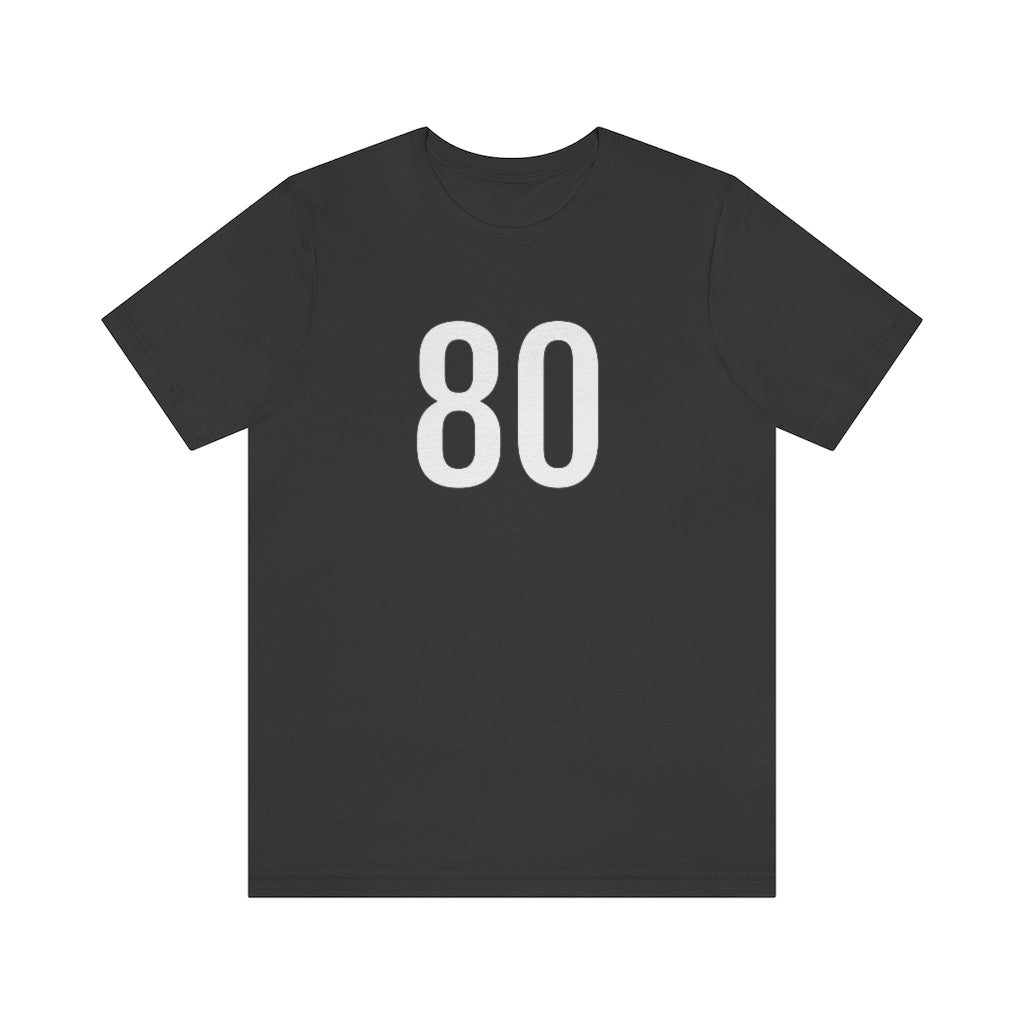 T-Shirt with Number 80 On | Numbered Tee Dark Grey T-Shirt Petrova Designs