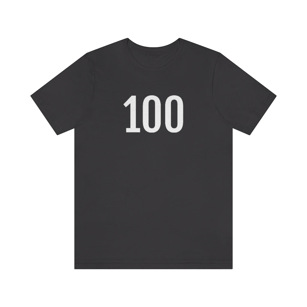 T-Shirt with Number 100 On | Numbered Tee Dark Grey T-Shirt Petrova Designs