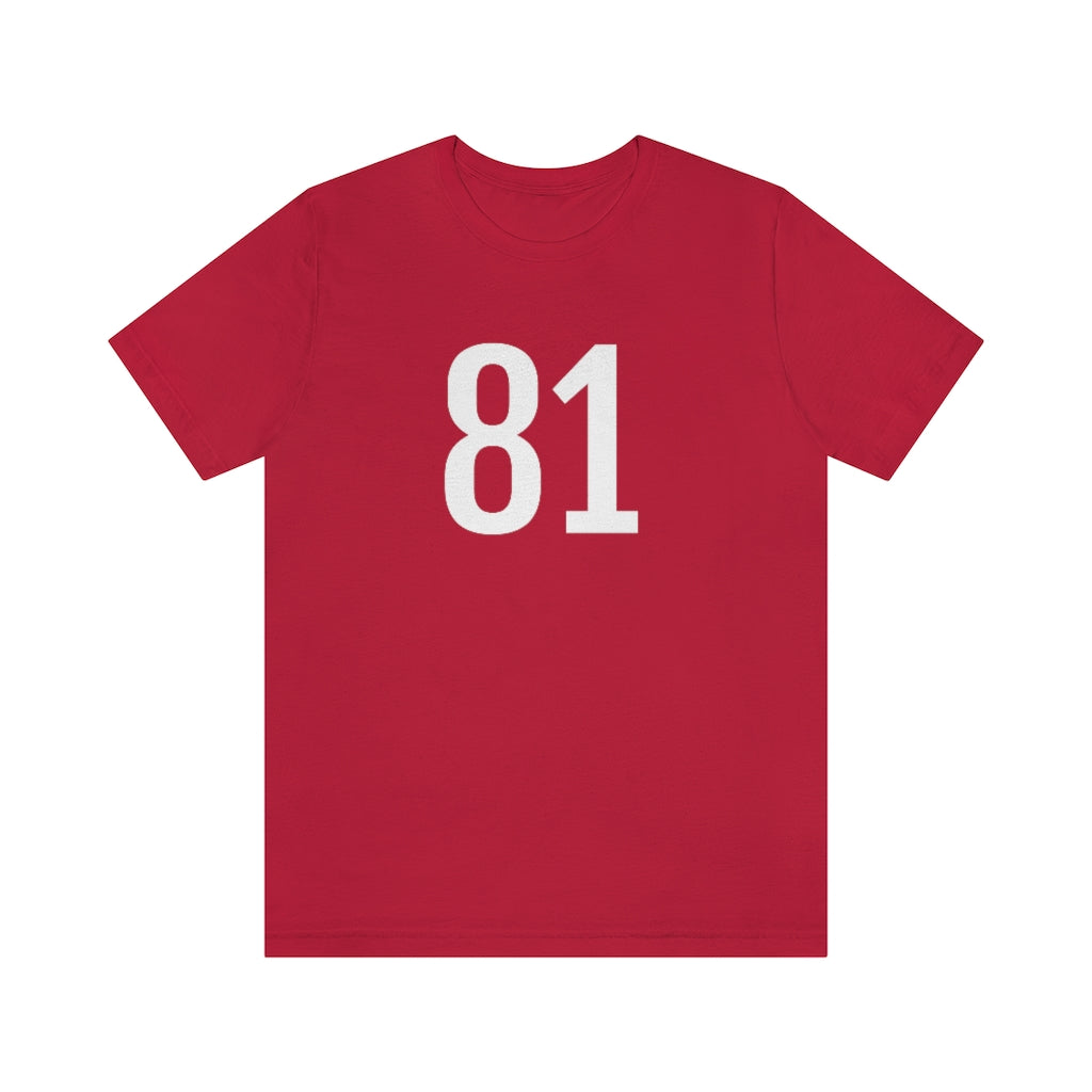 T-Shirt with Number 81 On | Numbered Tee Red T-Shirt Petrova Designs