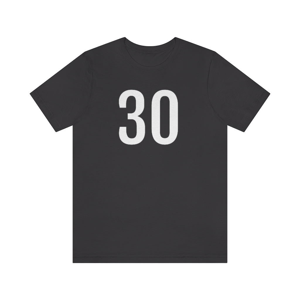 T-Shirt with Number 30 On | Numbered Tee Dark Grey T-Shirt Petrova Designs