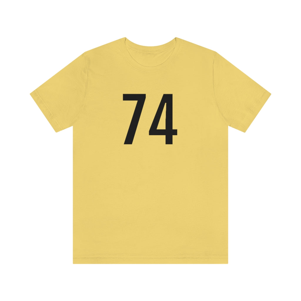 T-Shirt with Number 74 On | Numbered Tee Yellow T-Shirt Petrova Designs