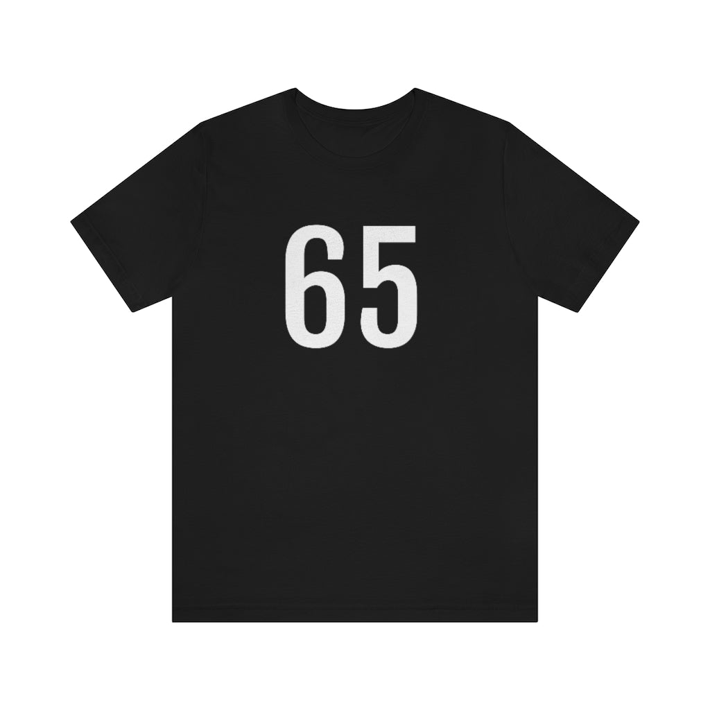T-Shirt with Number 65 On | Numbered Tee Black T-Shirt Petrova Designs