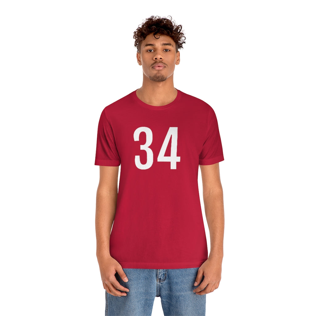 T-Shirt with Number 34 On | Numbered Tee T-Shirt Petrova Designs