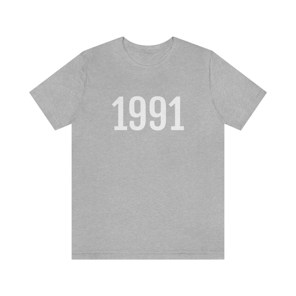T-Shirt with Number 1991 On | Numbered Tee Athletic Heather T-Shirt Petrova Designs