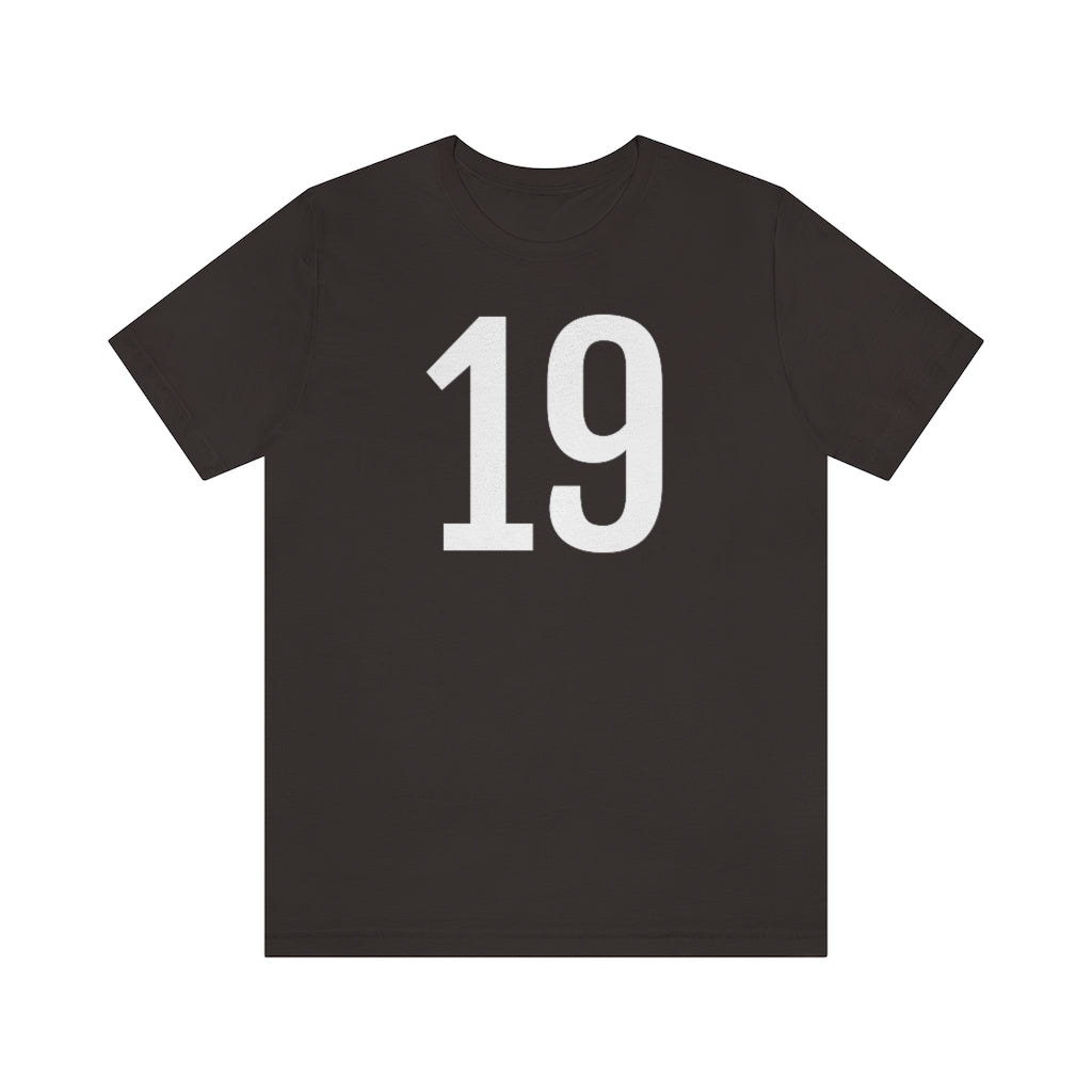 T-Shirt with Number 19 On | Numbered Tee Brown T-Shirt Petrova Designs