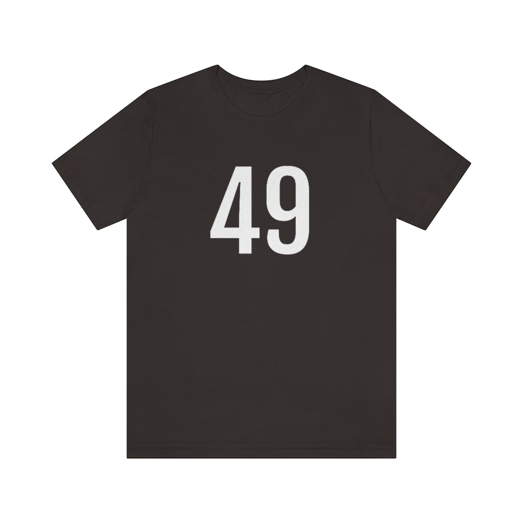 T-Shirt with Number 49 On | Numbered Tee Brown T-Shirt Petrova Designs