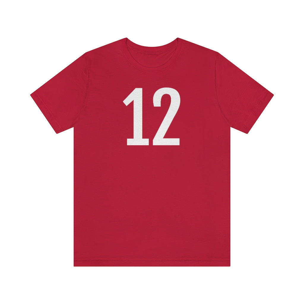 T-Shirt with Number 12 On | Numbered Tee Red T-Shirt Petrova Designs