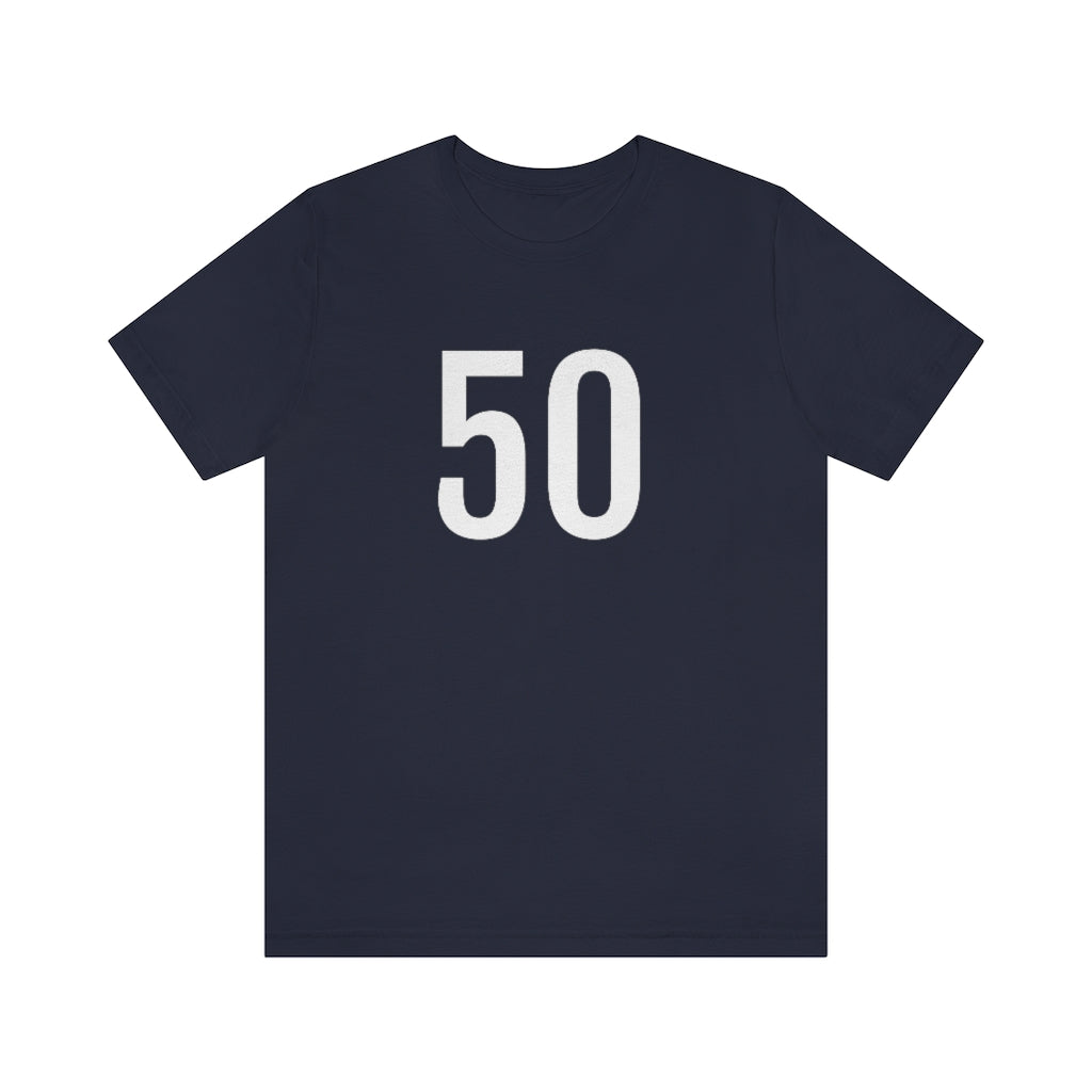 T-Shirt with Number 50 On | Numbered Tee Navy T-Shirt Petrova Designs
