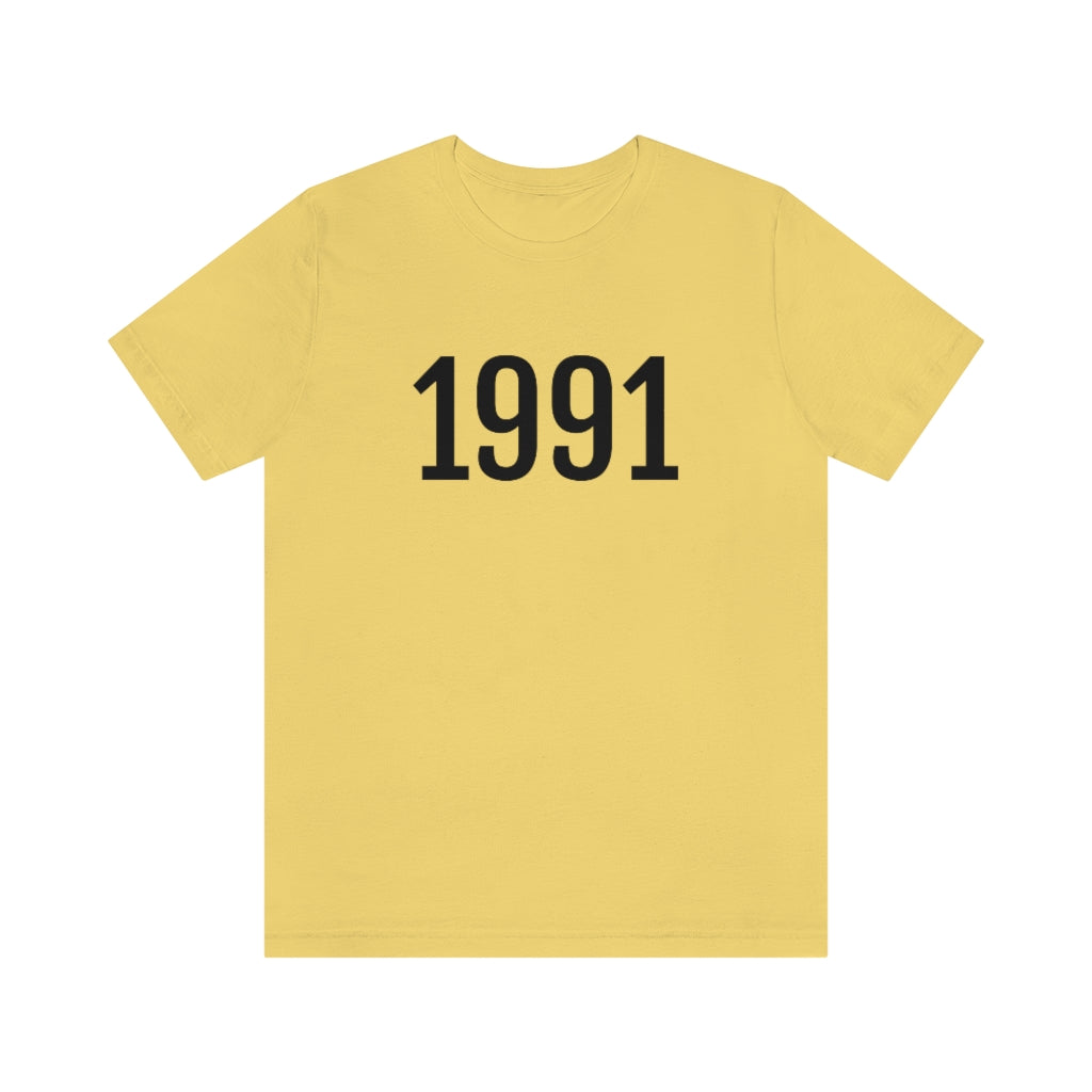 T-Shirt with Number 1991 On | Numbered Tee Yellow T-Shirt Petrova Designs