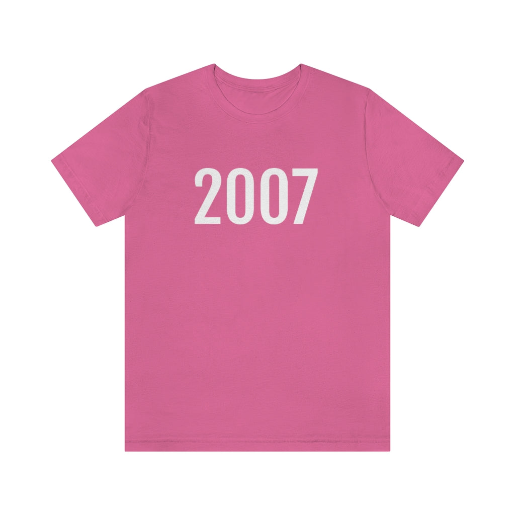 T-Shirt with Number 2007 On | Numbered Tee Charity Pink T-Shirt Petrova Designs