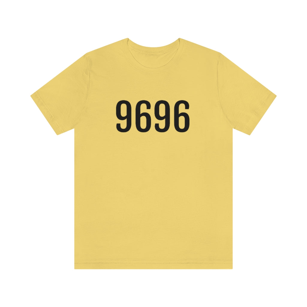 T-Shirt with Number 9696 On | Numbered Tee Yellow T-Shirt Petrova Designs