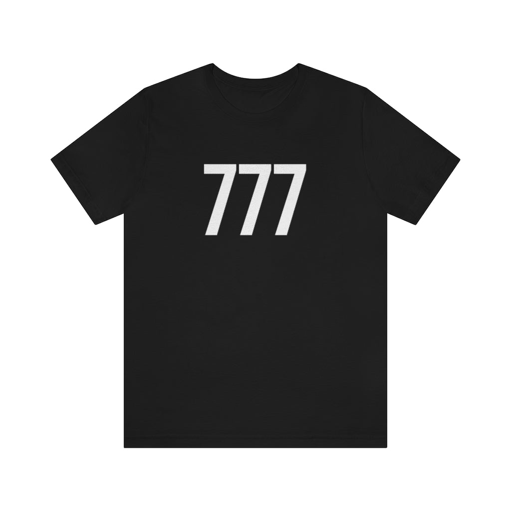 T-Shirt with Number 777 On | Numbered Tee Black T-Shirt Petrova Designs