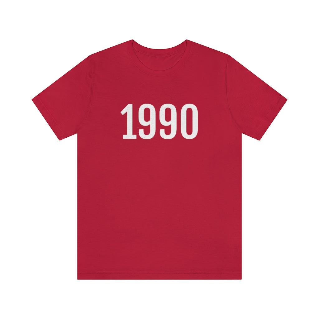 T-Shirt with Number 1990 On | Numbered Tee Red T-Shirt Petrova Designs