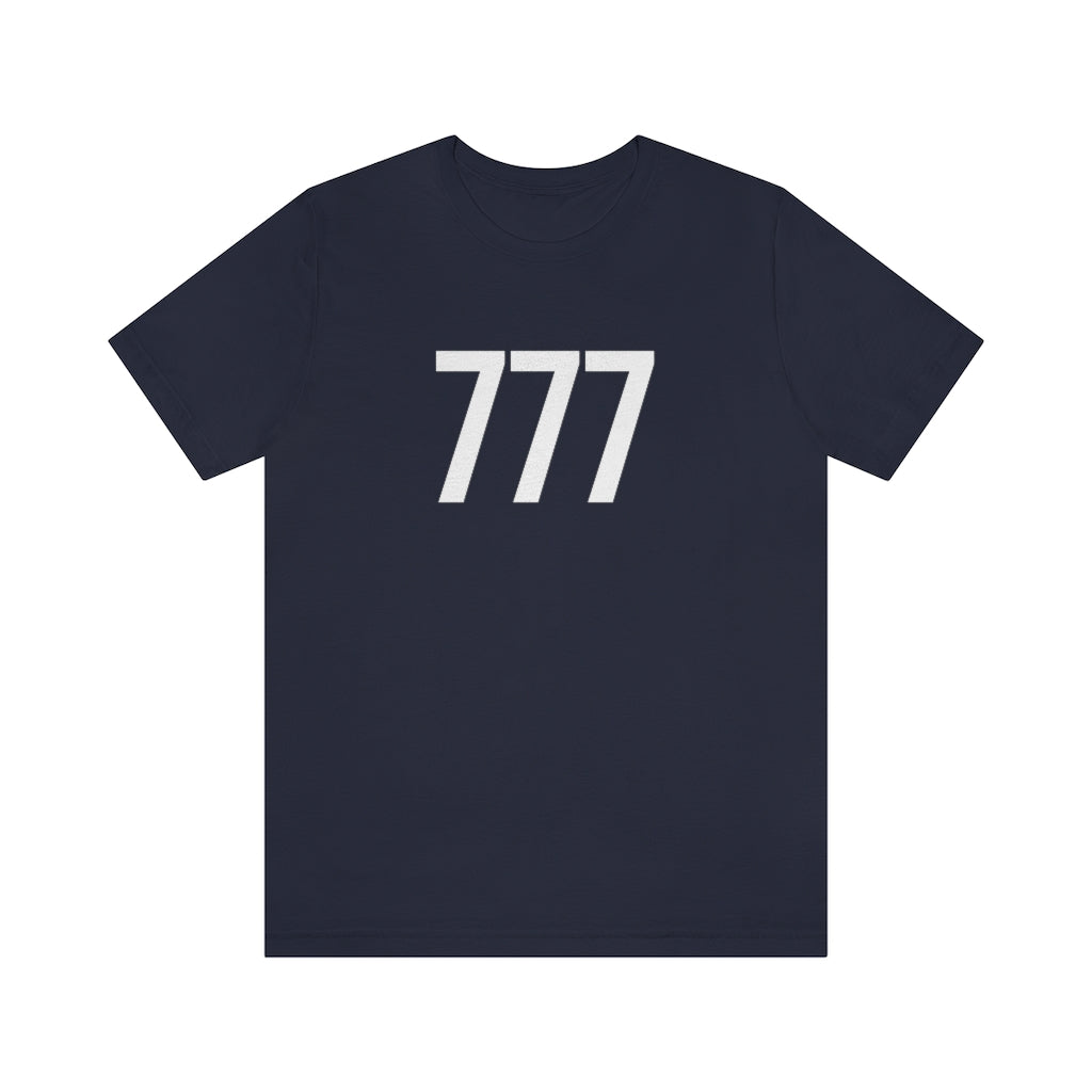 T-Shirt with Number 777 On | Numbered Tee Navy T-Shirt Petrova Designs