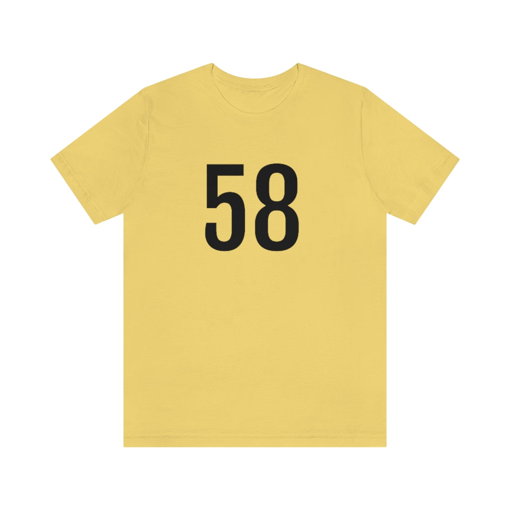 T-Shirt with Number 58 On | Numbered Tee Yellow T-Shirt Petrova Designs