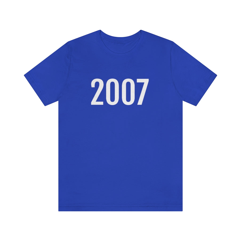 T-Shirt with Number 2007 On | Numbered Tee True Royal T-Shirt Petrova Designs