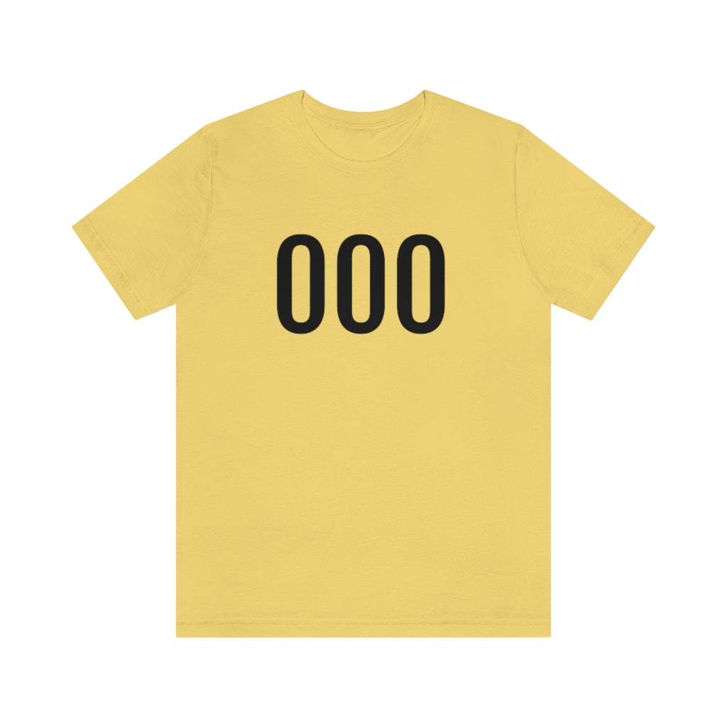 T-Shirt with Number 0 On | Numbered Tee Yellow T-Shirt Petrova Designs