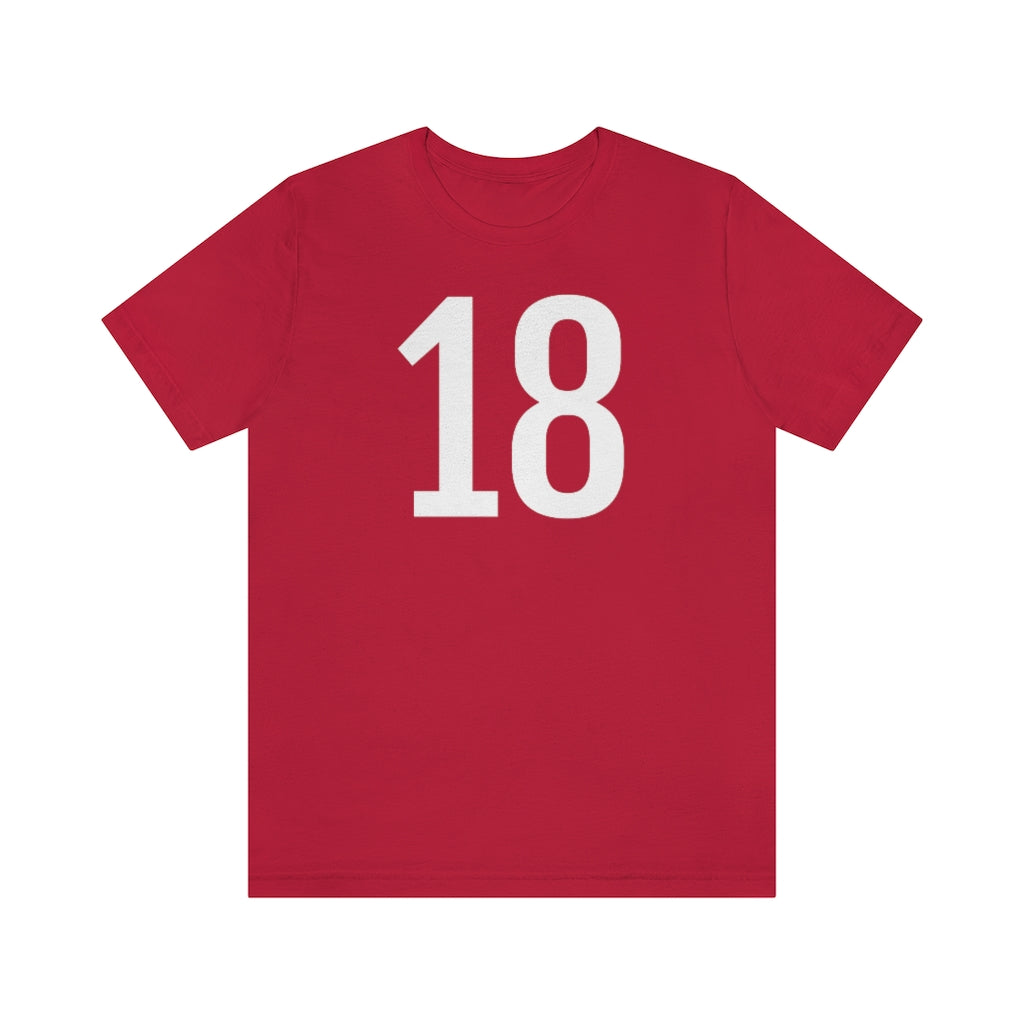 T-Shirt with Number 18 On | Numbered Tee Red T-Shirt Petrova Designs