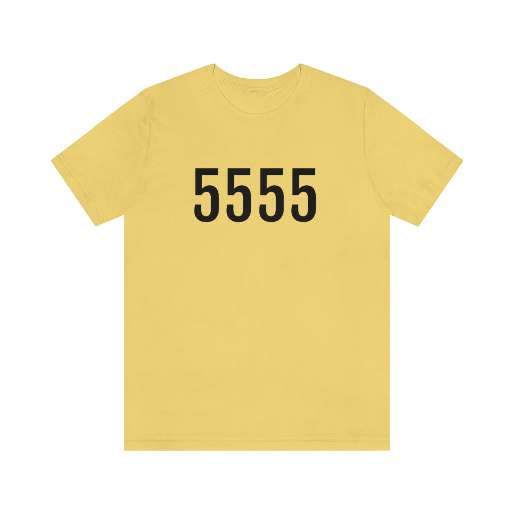 T-Shirt with Number 5555 On | Numbered Tee Yellow T-Shirt Petrova Designs