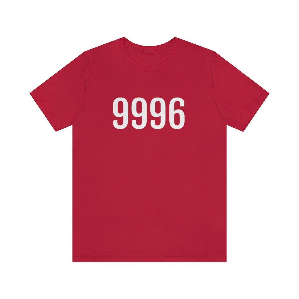 T-Shirt with Number 9996 On | Numbered Tee Red T-Shirt Petrova Designs