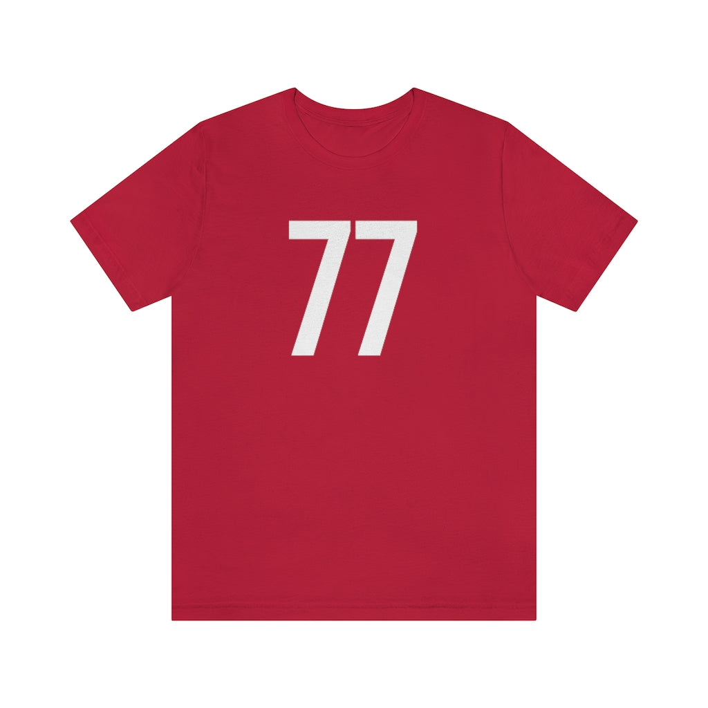 T-Shirt with Number 77 On | Numbered Tee Red T-Shirt Petrova Designs
