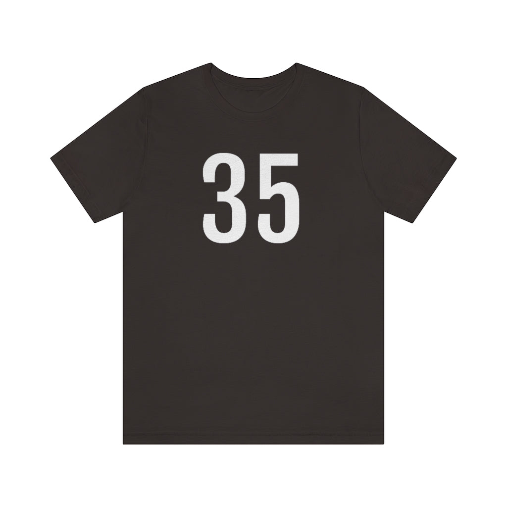 T-Shirt with Number 35 On | Numbered Tee Brown T-Shirt Petrova Designs
