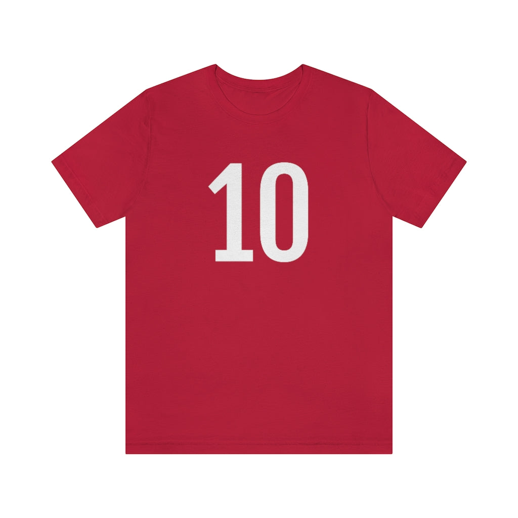 T-Shirt with Number 10 On | Numbered Tee Red T-Shirt Petrova Designs
