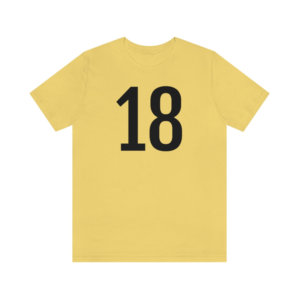 T-Shirt with Number 18 On | Numbered Tee Yellow T-Shirt Petrova Designs
