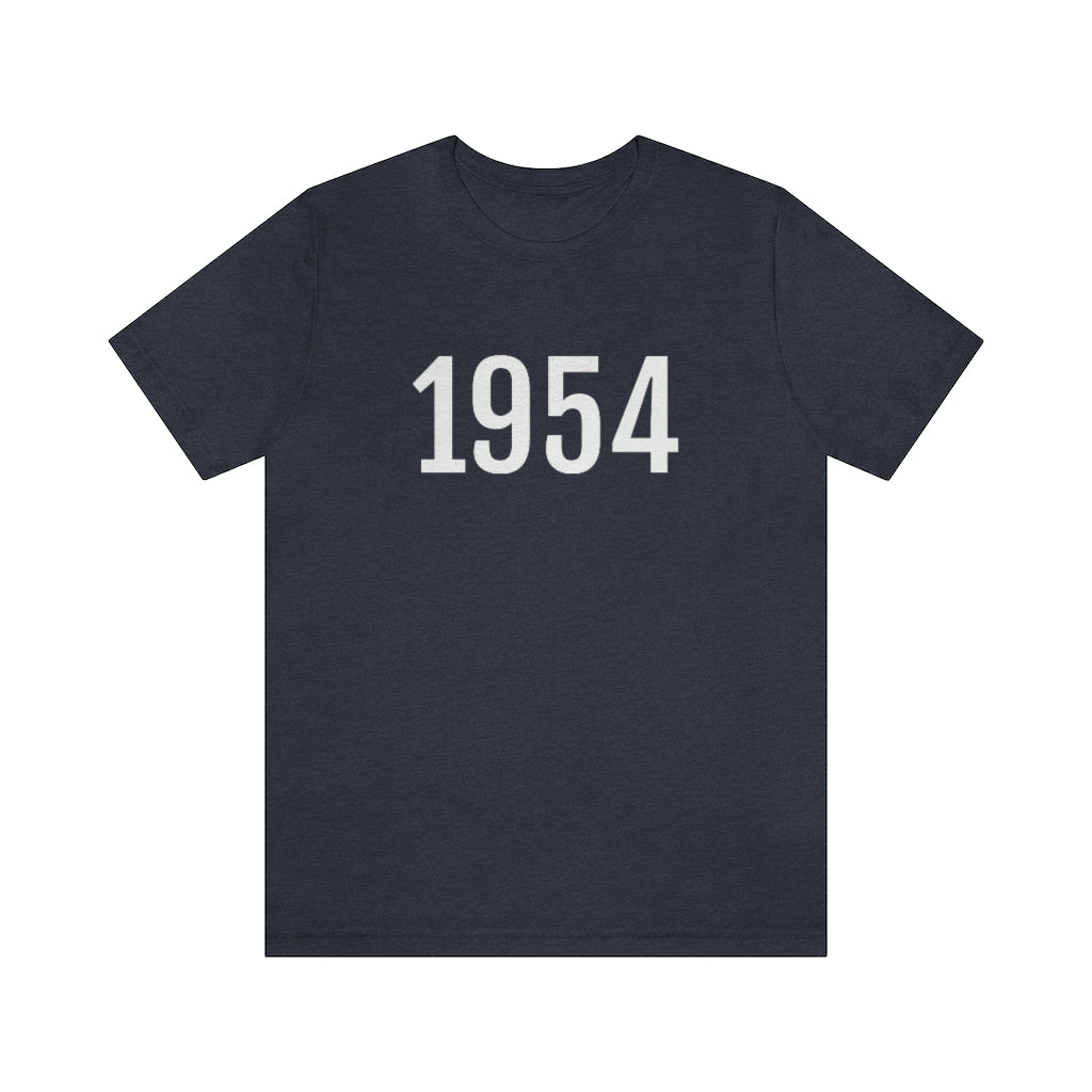 T-Shirt with Number 1954 On | Numbered Tee Heather Navy T-Shirt Petrova Designs