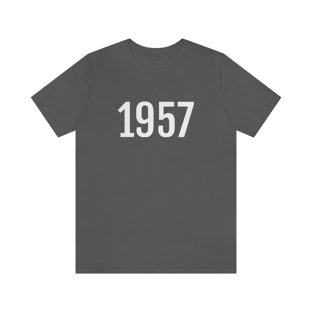 T-Shirt with Number 1957 On | Numbered Tee Asphalt T-Shirt Petrova Designs