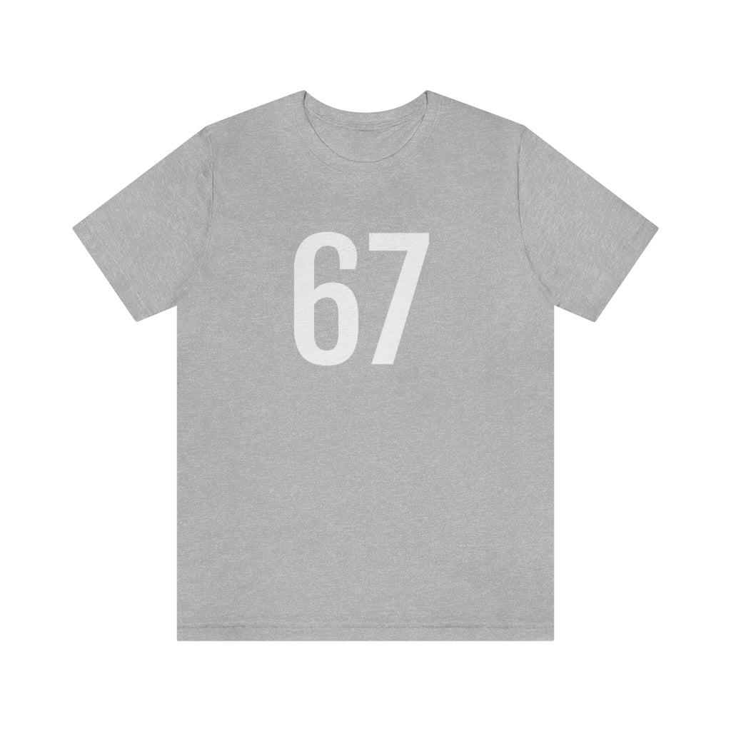 T-Shirt with Number 67 On | Numbered Tee Athletic Heather T-Shirt Petrova Designs